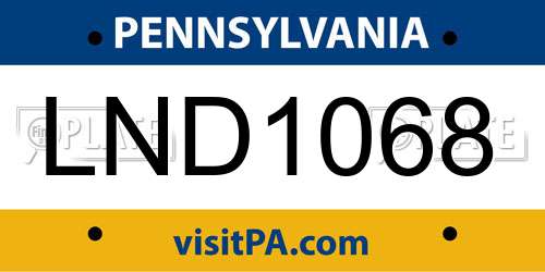 LND1068 Pennsylvania License Plate