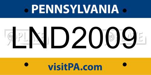 LND2009 Pennsylvania License Plate