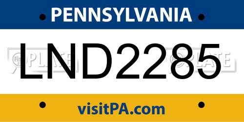 LND2285 Pennsylvania License Plate