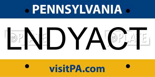 LNDYACT Pennsylvania License Plate