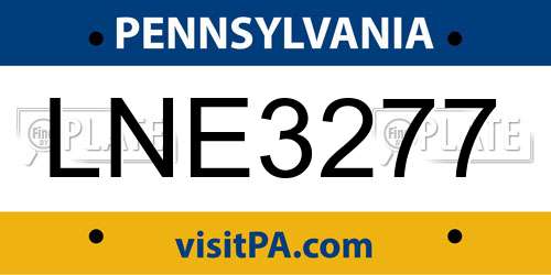 LNE3277 Pennsylvania License Plate