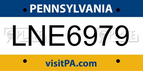 LNE6979 Pennsylvania License Plate