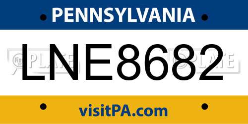 LNE8682 Pennsylvania License Plate