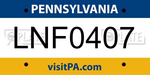 LNF0407 Pennsylvania License Plate