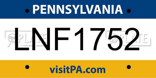 LNF1752 Pennsylvania License Plate