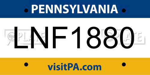 LNF1880 Pennsylvania License Plate
