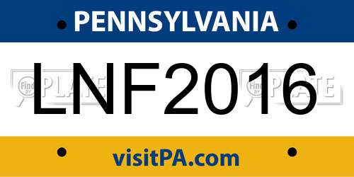 LNF2016 Pennsylvania License Plate