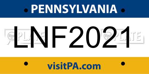 LNF2021 Pennsylvania License Plate