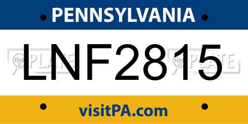 LNF2815 Pennsylvania License Plate