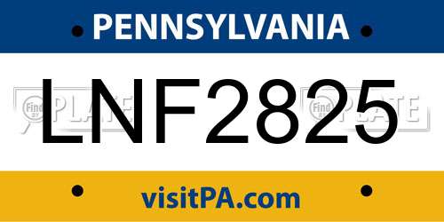 LNF2825 Pennsylvania License Plate