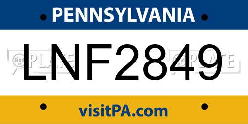 LNF2849 Pennsylvania License Plate