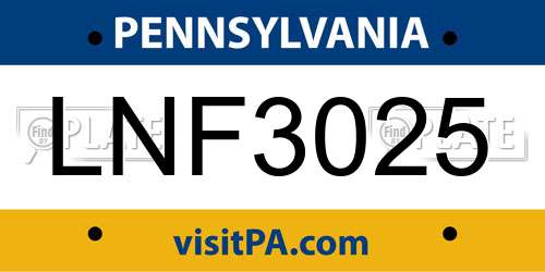 LNF3025 Pennsylvania License Plate