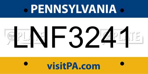 LNF3241 Pennsylvania License Plate