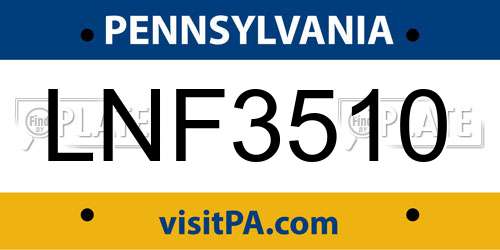 LNF3510 Pennsylvania License Plate
