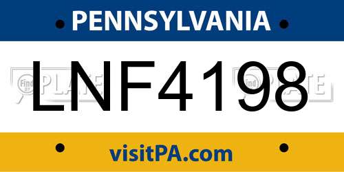 LNF4198 Pennsylvania License Plate