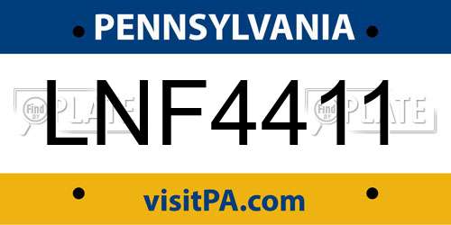 LNF4411 Pennsylvania License Plate