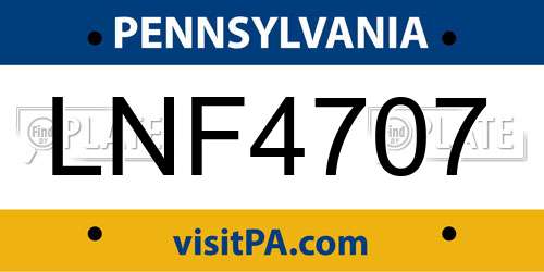 LNF4707 Pennsylvania License Plate