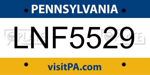 LNF5529 Pennsylvania License Plate
