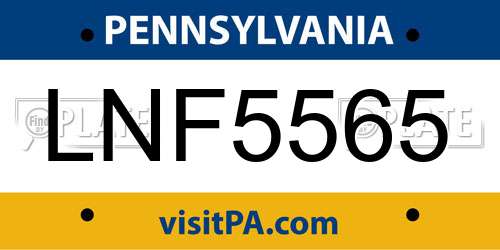 LNF5565 Pennsylvania License Plate