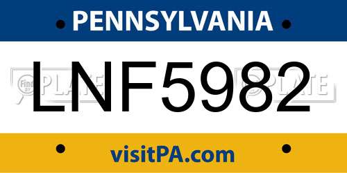 LNF5982 Pennsylvania License Plate