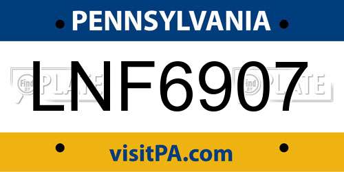 LNF6907 Pennsylvania License Plate