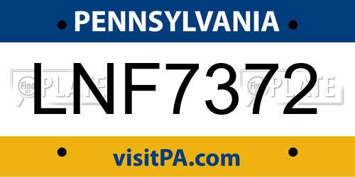LNF7372 Pennsylvania License Plate