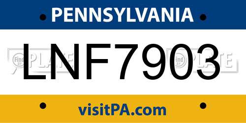 LNF7903 Pennsylvania License Plate