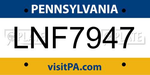 LNF7947 Pennsylvania License Plate