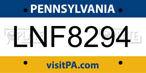 LNF8294 Pennsylvania License Plate