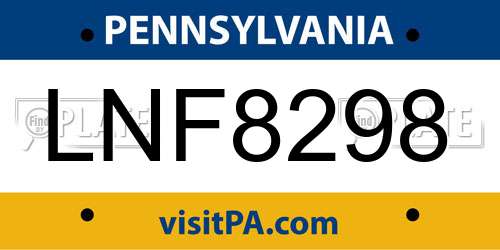 LNF8298 Pennsylvania License Plate