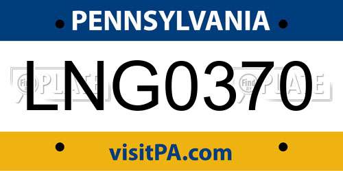 LNG0370 Pennsylvania License Plate
