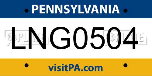 LNG0504 Pennsylvania License Plate