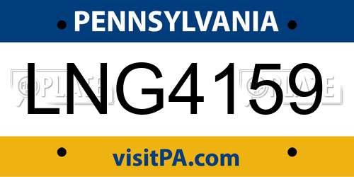LNG4159 Pennsylvania License Plate