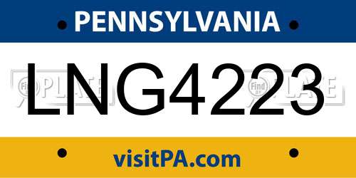 LNG4223 Pennsylvania License Plate