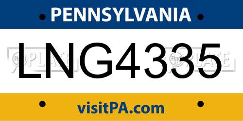 LNG4335 Pennsylvania License Plate