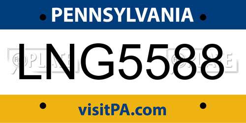 LNG5588 Pennsylvania License Plate