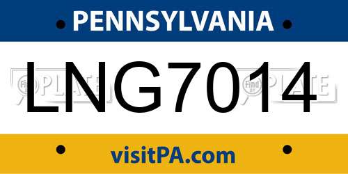 LNG7014 Pennsylvania License Plate