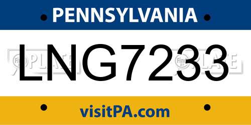 LNG7233 Pennsylvania License Plate