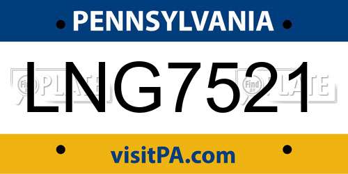 LNG7521 Pennsylvania License Plate