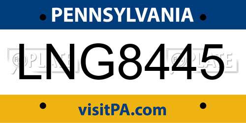 LNG8445 Pennsylvania License Plate