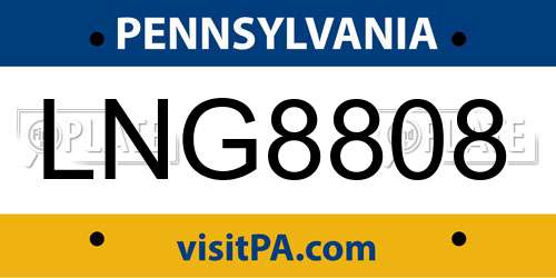 LNG8808 Pennsylvania License Plate