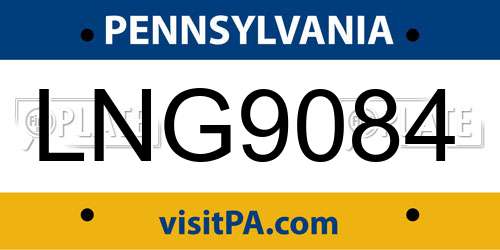 LNG9084 Pennsylvania License Plate