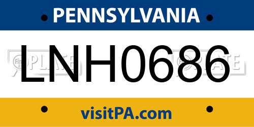LNH0686 Pennsylvania License Plate