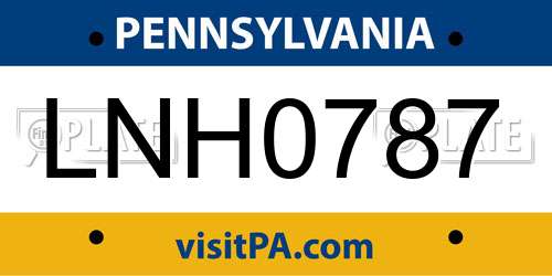 LNH0787 Pennsylvania License Plate