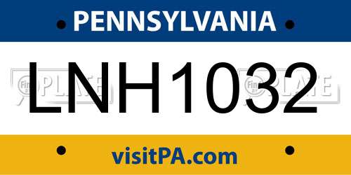 LNH1032 Pennsylvania License Plate