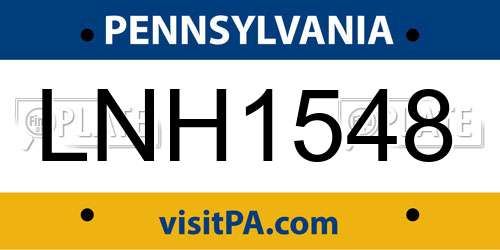 LNH1548 Pennsylvania License Plate