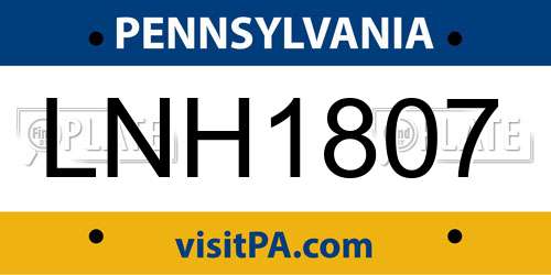 LNH1807 Pennsylvania License Plate