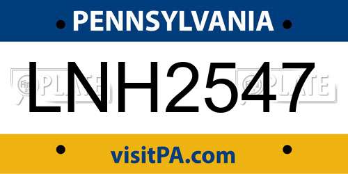 LNH2547 Pennsylvania License Plate