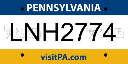 LNH2774 Pennsylvania License Plate