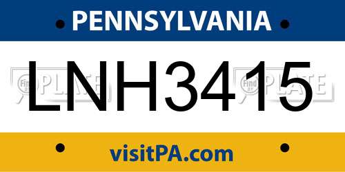 LNH3415 Pennsylvania License Plate